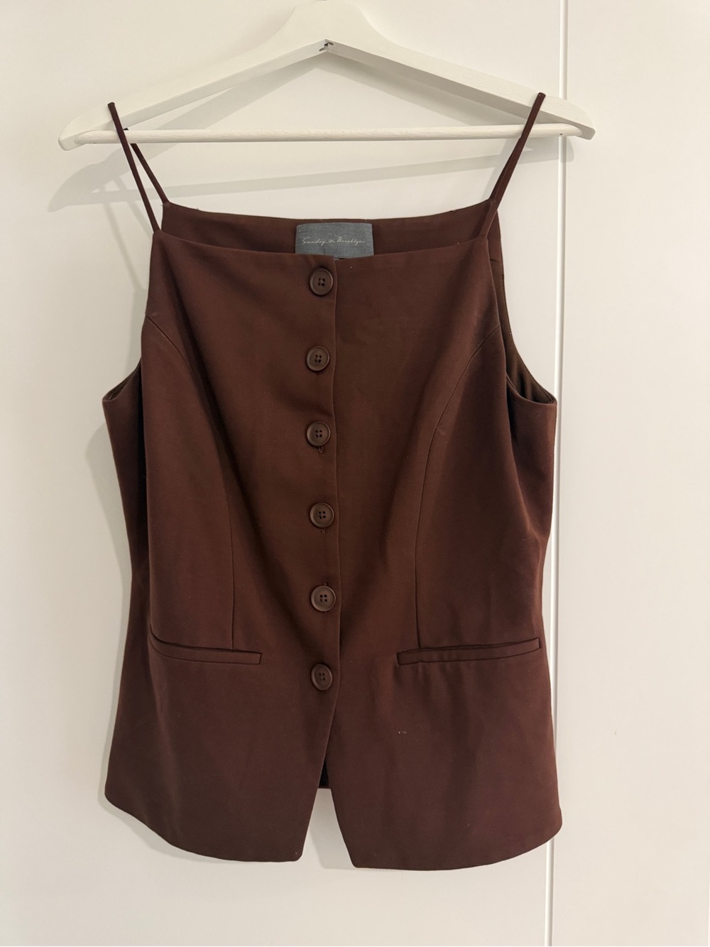 Purchased from Anthropologie Button-Front Brown Shell Top
